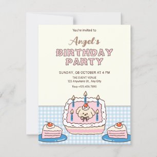 Cute birthday cake  invitation