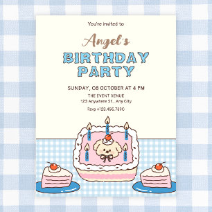 Cute birthday cake  invitation