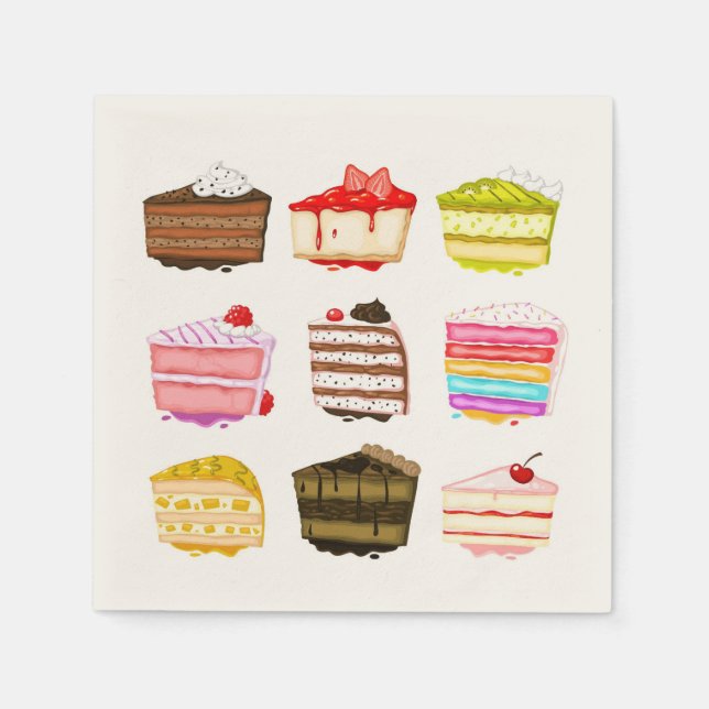 Cute birthday cakes colourful cream napkin (Front)