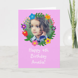 Cute Birthday Card Kids Girls Photo Personalize