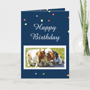 Cute Birthday Card with Basset Hounds & Balloons