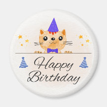 Cute Birthday Cat Photo Magnet