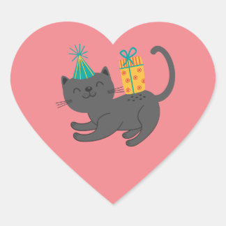 Cute birthday cat sticker