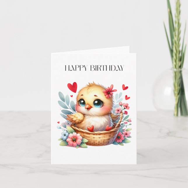 Cute Birthday Chick. Card (Front)