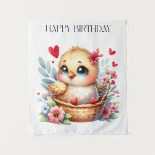 Cute Birthday Chick. Tapestry