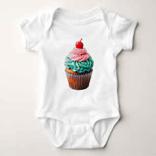 Cute Birthday Cupcake Dessert Illustration Clipart Baby Bodysuit