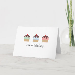 Cute Birthday Cupcakes With Frosting Colourful Card