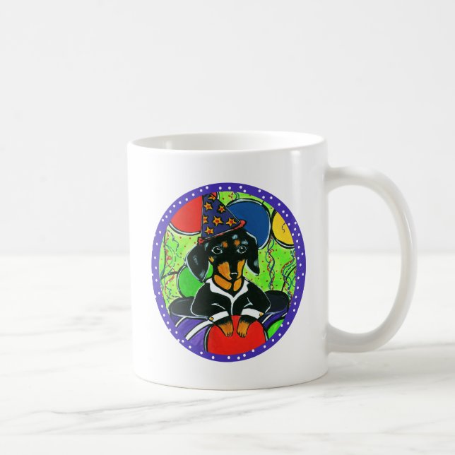 Cute Birthday Dachshund Coffee Mug (Right)