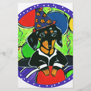 Cute Birthday Dachshund Stationery