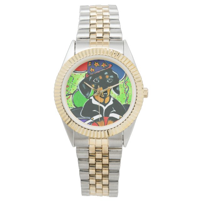 Cute Birthday Dachshund  Watch (Front)