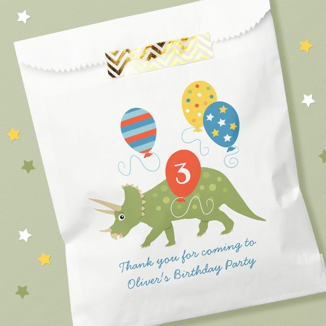Cute Birthday Dinosaur Triceratops Custom Name Age Favour Bag (Creator Uploaded)