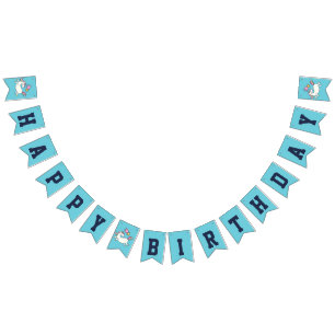 Cute Birthday Doodle Rainbow Unicorn Stars Clouds Bunting Flags
