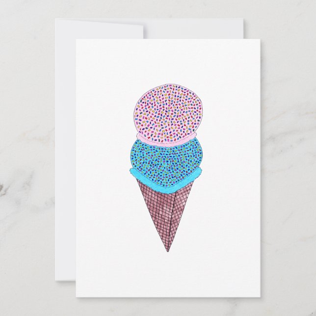 Cute Birthday Double Ice Cream In Cone Card (Front)