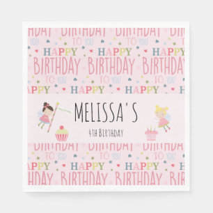 Cute Birthday Fairy Personalized Party Napkin