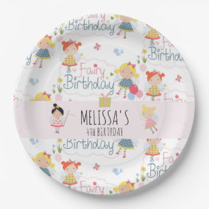 Cute Birthday Fairy Personalized Party  Paper Plate