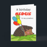 Cute Birthday for Grandson, Hedgehog, Balloons Card<br><div class="desc">A cute hedgehog with birthday balloons is ready for a birthday party. Birthday greeting card for a grandson. Stay sharp and watch out for hedgeHUGS! Customize the cover and interior text as you like before checkout. Art,  image,  and verse copyright © Shoaff Ballanger Studios.</div>