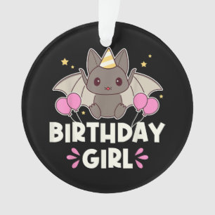 Cute Birthday Girl Bat Graphic Ornament
