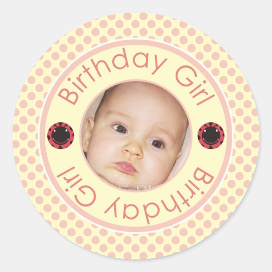 Cute Birthday Girl Pink Polka Dots Photo Stickers