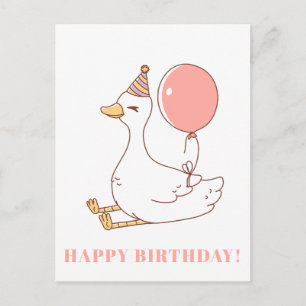 Cute Birthday Goose Modern Colourful Simple Postcard