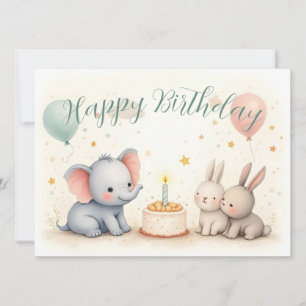 Cute Birthday Greeting with Animal Friends