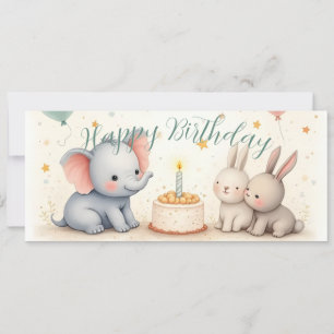 Cute Birthday Greeting with Animal Friends
