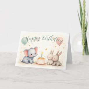 Cute Birthday Greeting with Animal Friends Card