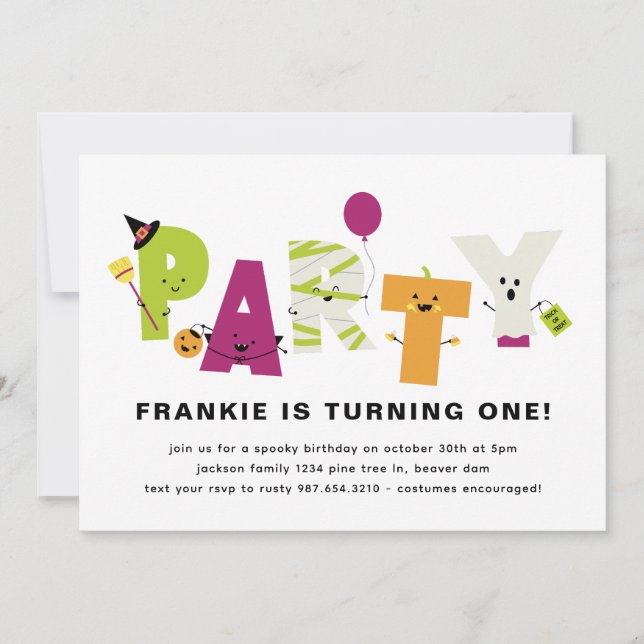 Cute Birthday Halloween Party Invitation (Front)