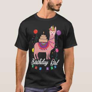 Cute Birthday Llama Girl  Alpaca Animal Kids T-Shirt