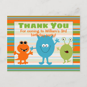 Cute Birthday Monster Thank You Postcard