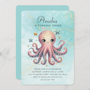 Cute Birthday Octopus Invitation