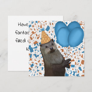 Cute Birthday Otter With Blue Balloons