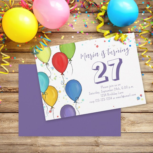 Cute Birthday Party Balloons Custom Invitation (Creator Uploaded)
