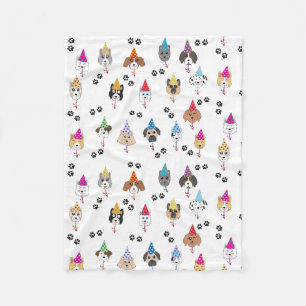 Cute Birthday Party Dogs Pattern Fleece Blanket