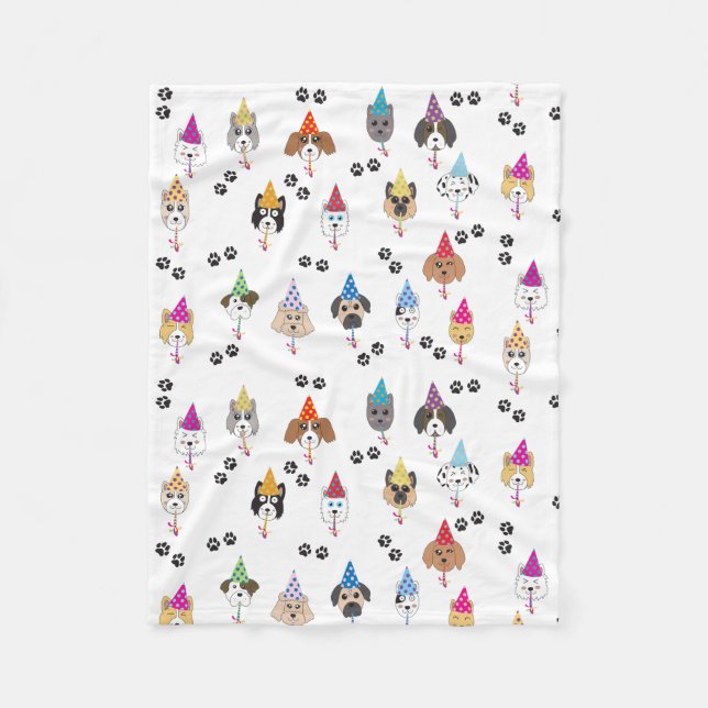 Cute Birthday Party Dogs Pattern Fleece Blanket (Front)
