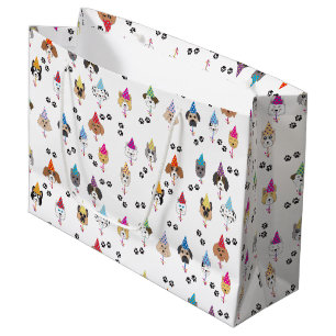Cute Birthday Party Dogs Pattern Large Gift Bag
