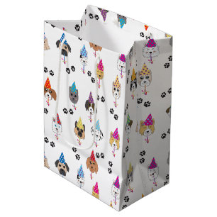 Cute Birthday Party Dogs Pattern Medium Gift Bag