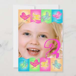 Cute birthday photo invitation with vibrant colour