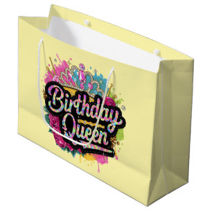 Cute Birthday Queeen lay's party Large Gift Bag