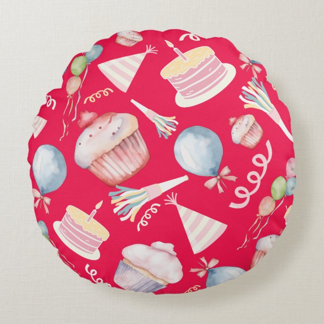 Cute Birthday Round Pillow (Front)