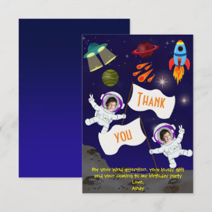 Cute Birthday Space Astronaut  Thank You Card