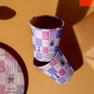 Cute Birthday Squares – Pink modern Pattern Paper Cups