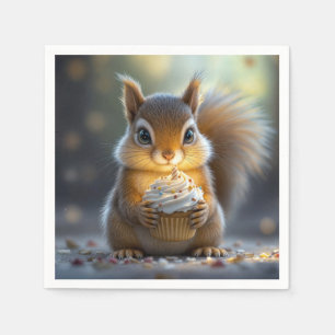 Cute Birthday Squirrel Napkin