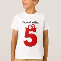 Cute Birthday Tee for Five Year Old Fun Red Number