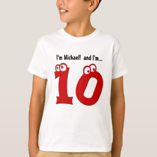 Cute Birthday Tee for Ten Year Old Fun Red Number