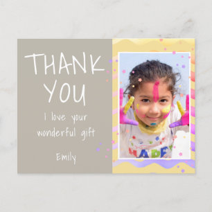 Cute Birthday Thank you Kids Photo Girl Postcard