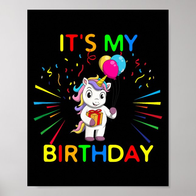 Cute Birthday Unicorn Quote Poster (Front)