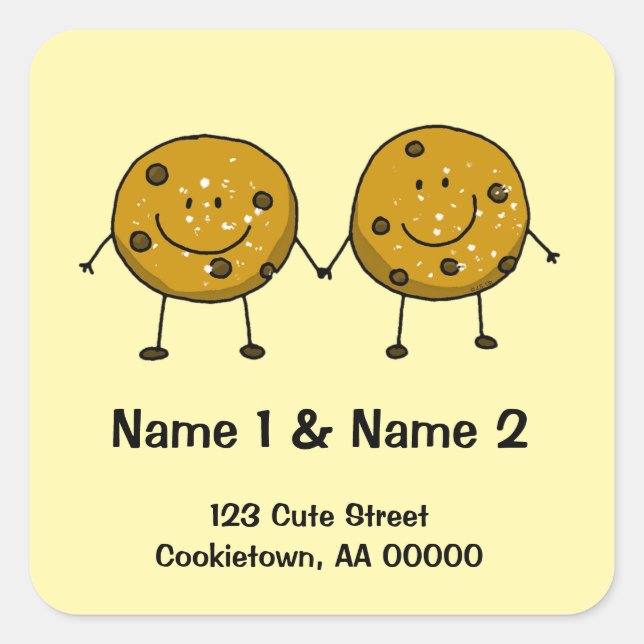 Cute biscuit couple étiquette de adresse (Devant)