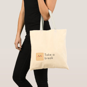 Cute Biscuit Take A Break Custom Text Tote Bag