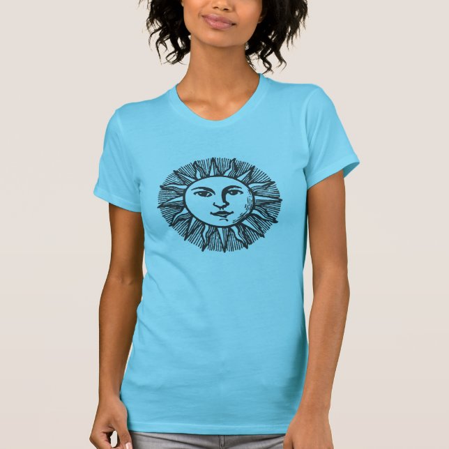 Cute Black Ancient Sun Design 2 T-Shirt (Front)