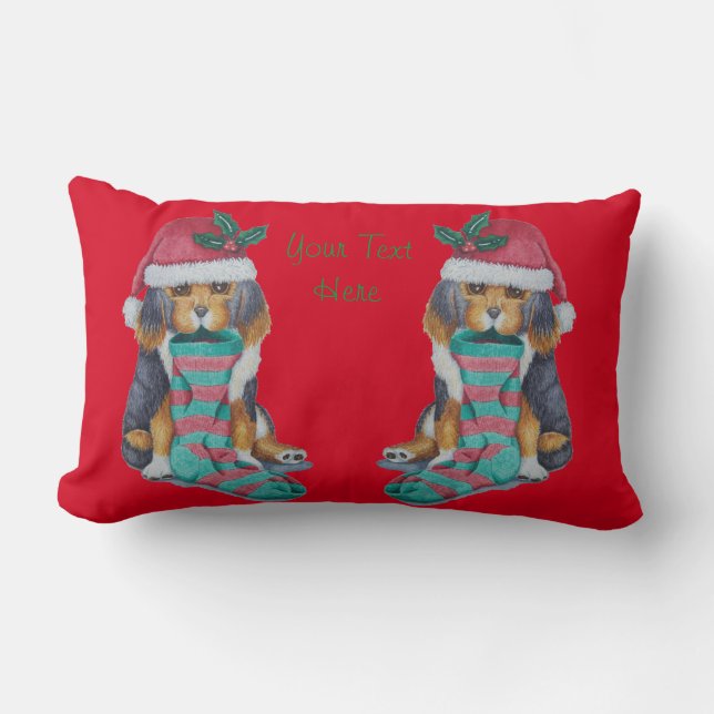 cute black and brown puppy dog for christmas lumbar pillow (Front)